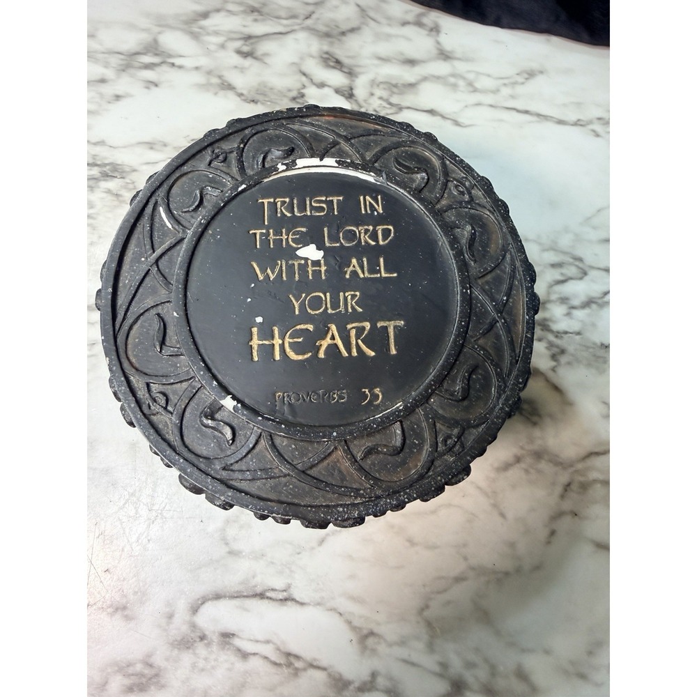 Trinket Box Proverbs 3:5 TRUST IN THE LORD~Resin Trinket Box Black (2857)‎